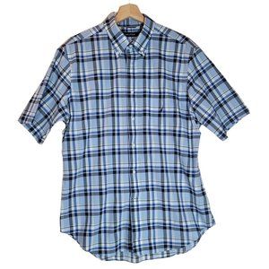 Nautica Short Sleeve Plaid Button Up Shirt Men's L